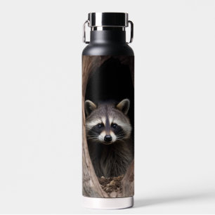 Racoon in Tree Cave Water Bottle