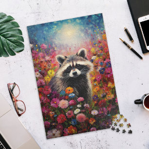Racoon in Wildflower Field Jigsaw Puzzle