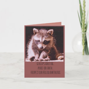 Racoon Kit Christmas Greetings Holiday Card