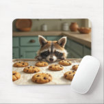 Racoon Looking At Chocolate Chip Cookies Mouse Pad<br><div class="desc">A curious racoon peeks over the counter,  eyeing a tray of freshly baked chocolate chip cookies</div>