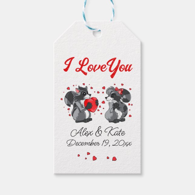  Racoon Love Gift Tags (Front)