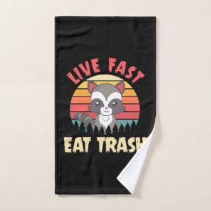 Racoon Lover Live Fast Eat Trash Hand Towel