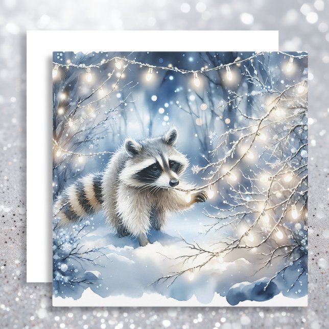 Racoon Magical Enchanted Christmas Forest  Holiday Card (Creator Uploaded)