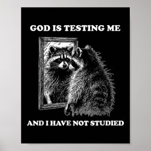 Racoon Meme Funny Saying God Is Testing Me Street Poster