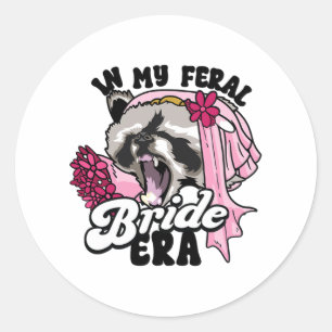 Racoon Meme In My Feral Bride Era Bachelorette Pa Classic Round Sticker
