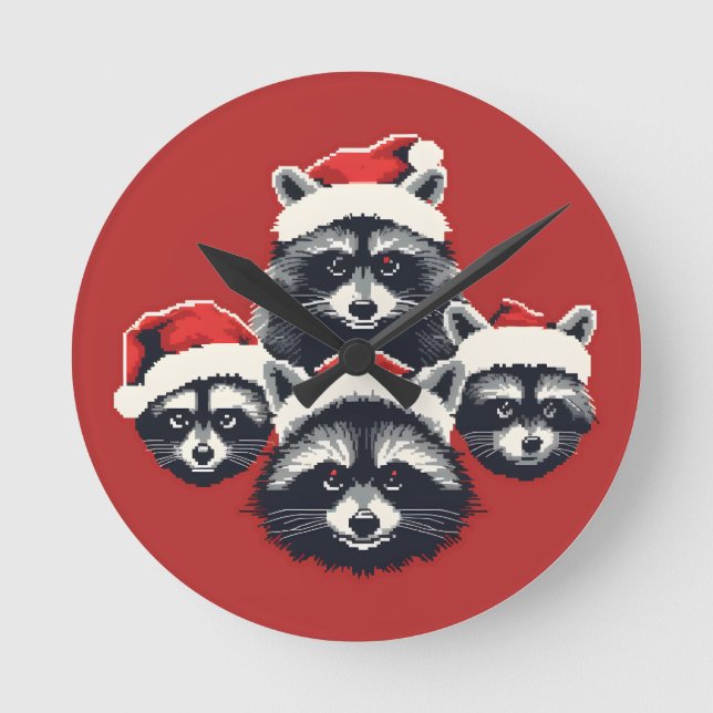 Racoon Merry Christmas Ya filthy animal Round Clock (Front)