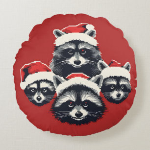 Racoon Merry Christmas Ya filthy animal Round Cushion