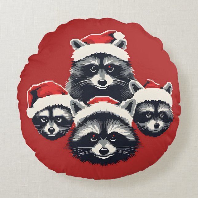 Racoon Merry Christmas Ya filthy animal Round Cushion (Front)