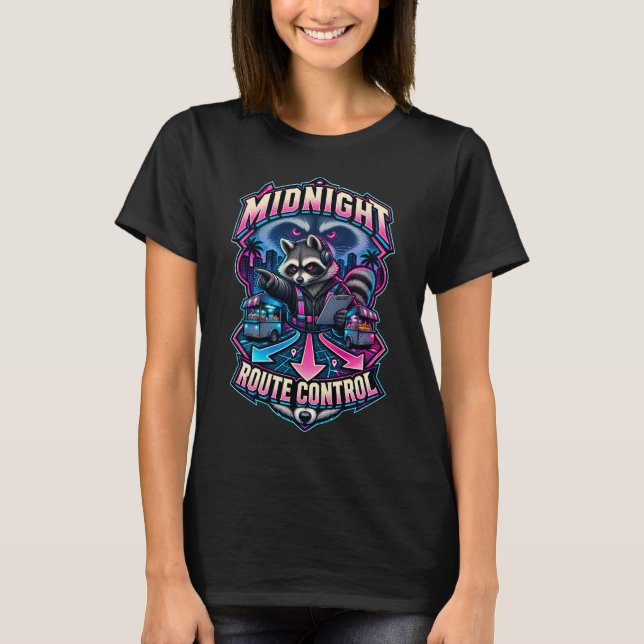 Racoon Midnight Route Control T-Shirt (Front)