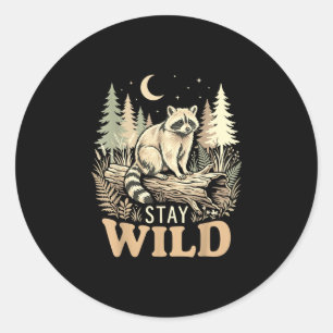 Racoon nature lover stay wild woodland wildlife classic round sticker