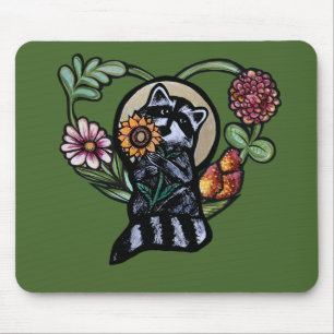 Racoon Nature lovers sunflower art                Mouse Pad
