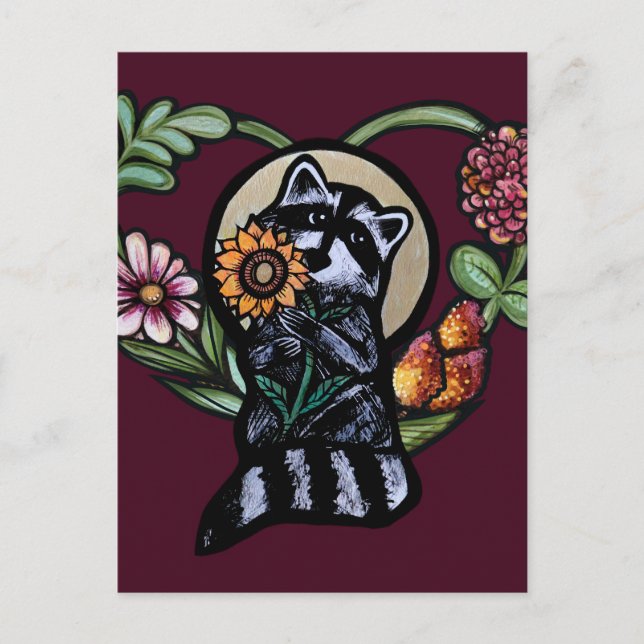 Racoon Nature lovers sunflower art                Postcard (Front)