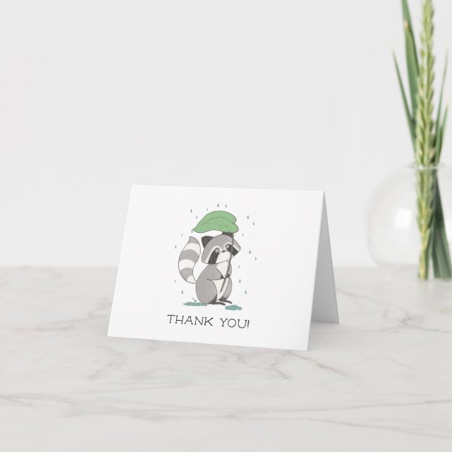 Racoon Neutral  Baby Shower Thank You Note (Front)