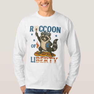 Racoon of Liberty   Funny Patriotic Animal Firewo T-Shirt