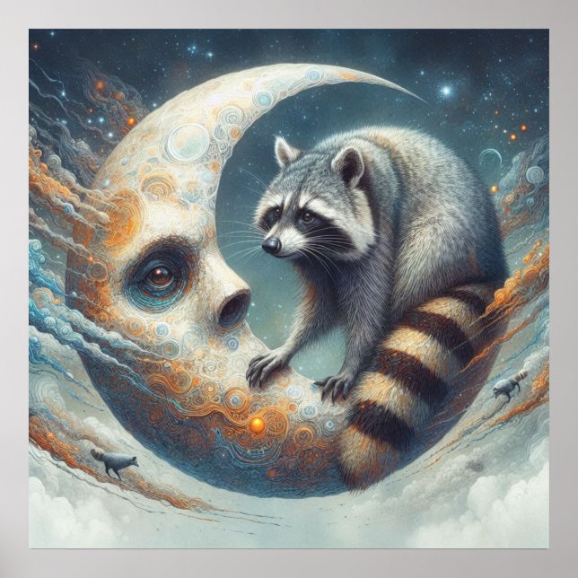 Racoon on-Moon Poster (Front)