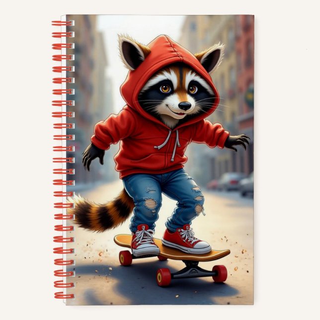 Racoon on Skateboard, author Natasha Us   Notebook (Front)