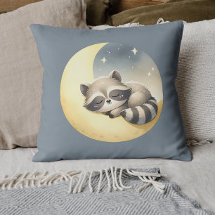 Racoon on the Moon Cute Rhyming Animal Kids Room  Cushion