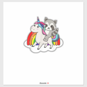 Racoon On Unicorn Rainbow Animals Sweet Unicorns