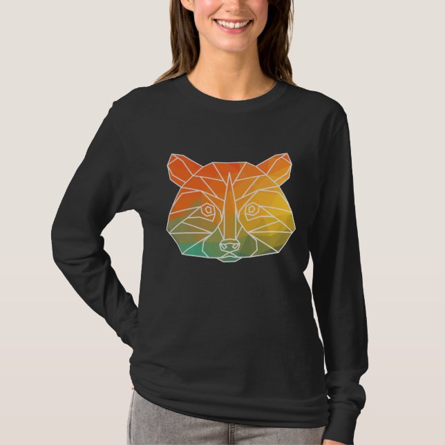 Racoon Outline Polygons Watercolor Silhouette T-Shirt (Front)