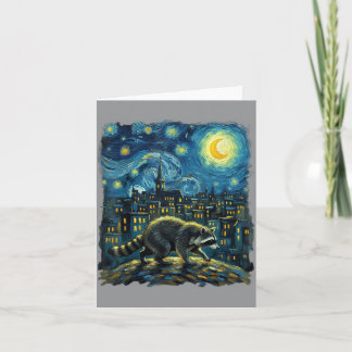Racoon Paint The Stars Night Sky Artist Art Card