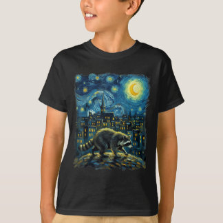 Racoon Paint The Stars Night Sky Artist Art T-Shirt