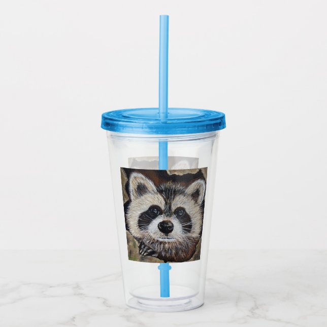 Racoon Painting Acrylic Tumbler (Front)