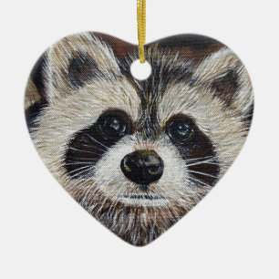 Racoon Painting Ceramic Tree Decoration
