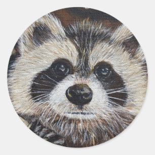 Racoon Painting Classic Round Sticker