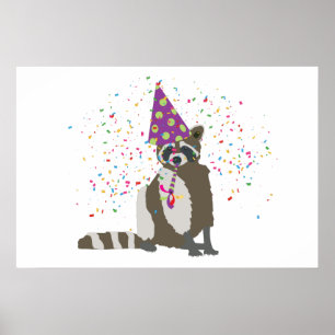Racoon Party Animal Poster