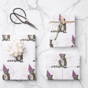 Racoon Party Animal Wrapping Paper Sheet