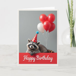 Racoon Party Hat Birthday Card