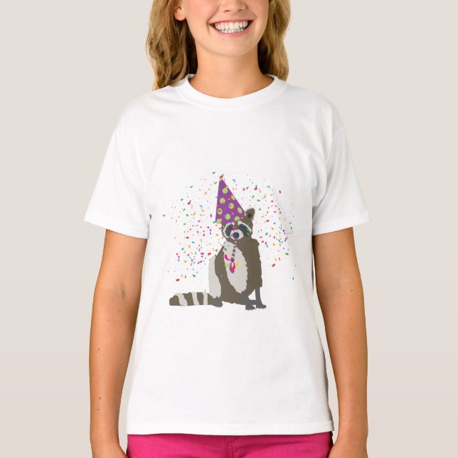 Racoon Partying - Animals Having a Party T-Shirt (Front)