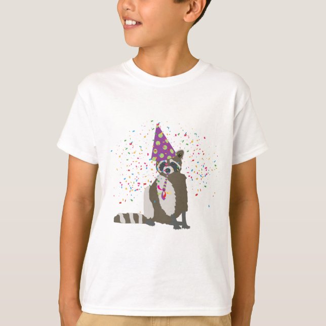Racoon Partying - Animals Having a Party T-Shirt (Front)