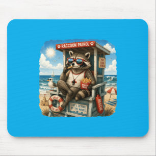 Racoon Patrol French Fries Beach Vintage Humour Mouse Pad