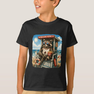 Racoon Patrol French Fries Beach Vintage Humour T-Shirt