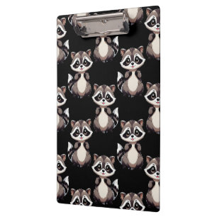 Racoon Pattern Design Black Clipboard