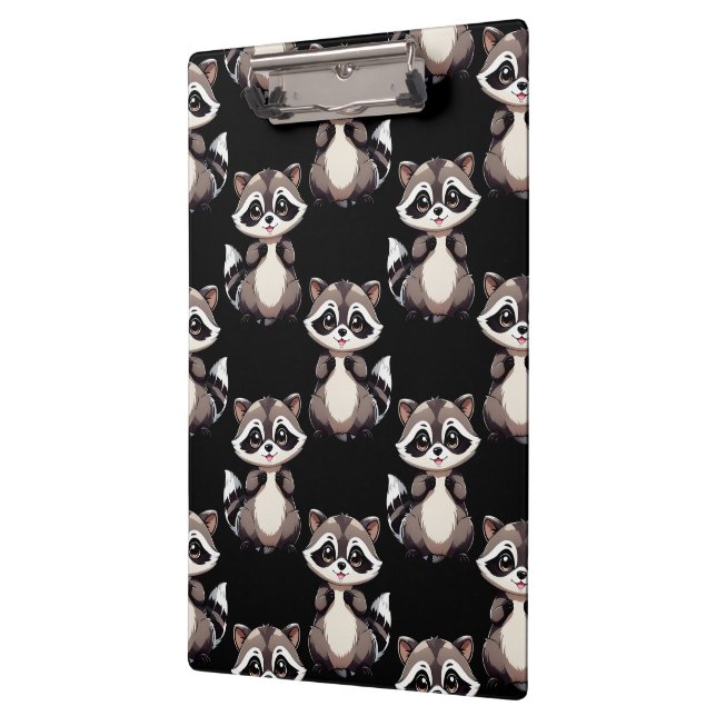 Racoon Pattern Design Black  Clipboard (Left)