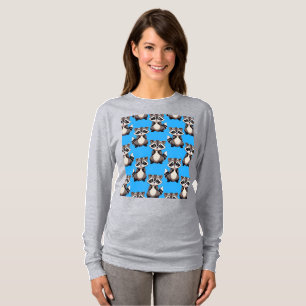 Racoon Pattern Design Blue T-Shirt