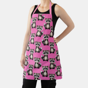 Racoon Pattern Design Pink Apron