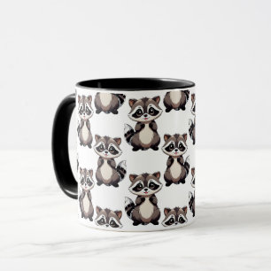 Racoon Pattern Design White Mug