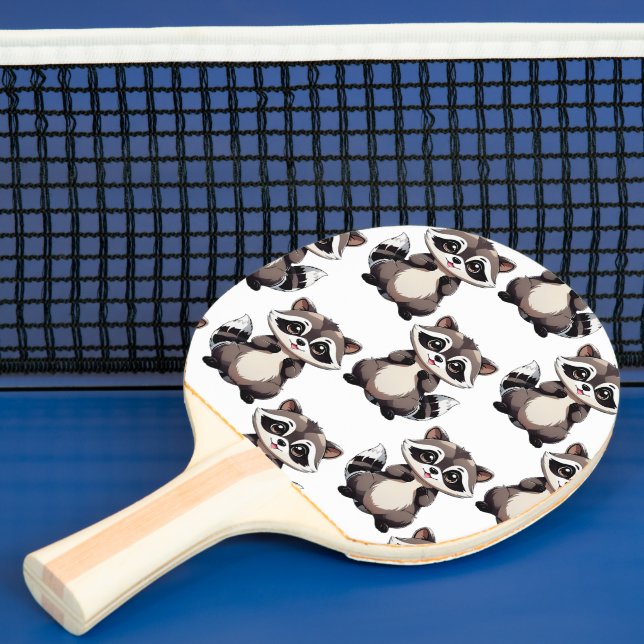 Racoon Pattern Design White  Ping Pong Paddle (Insitu)