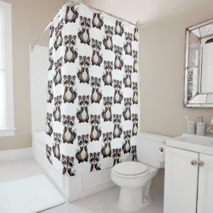 Racoon Pattern Design White Shower Curtain