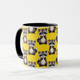 Racoon Pattern Design Yellow Mug