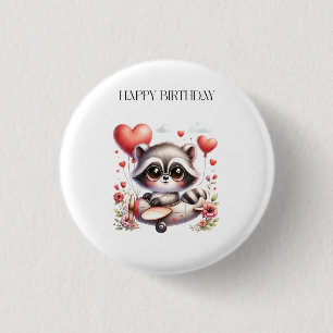 Racoon Pilot Birthday 3 Cm Round Badge