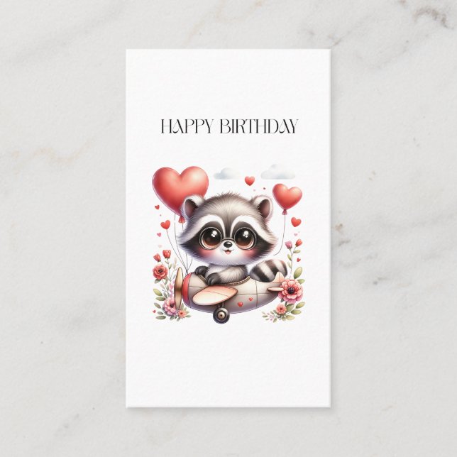 Racoon Pilot Birthday Business Card (Front)