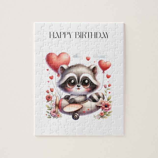 Racoon Pilot Birthday Jigsaw Puzzle (Vertical)
