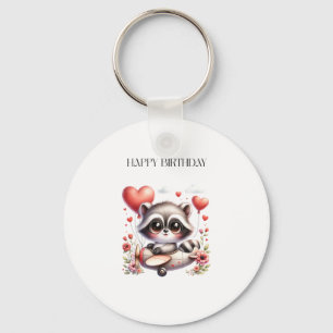 Racoon Pilot Birthday Key Ring
