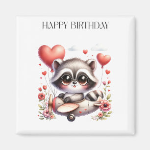 Racoon Pilot Birthday Magnet
