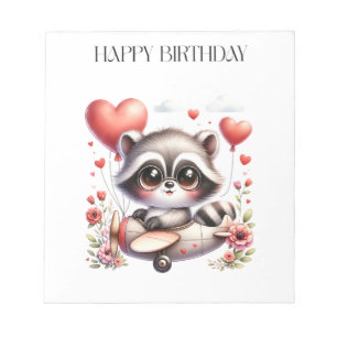 Racoon Pilot Birthday Notepad