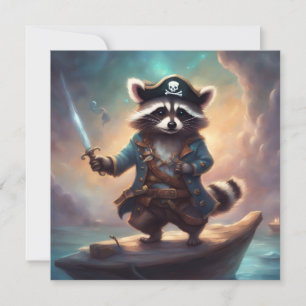 Racoon Pirate on Driftwood Invitation